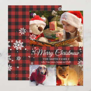 Tarjeta de Navidades fotográficos con copos de nie