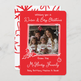 Tarjeta de Navidades fotográficos con dibujos a ma