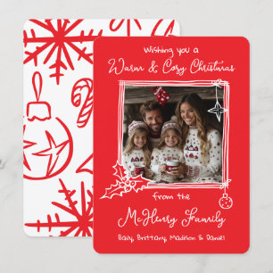 Tarjeta de Navidades fotográficos con dibujos a ma