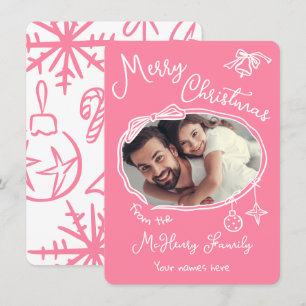 Tarjeta de Navidades fotográficos con dibujos a ma