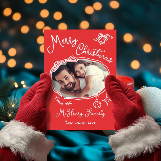 Tarjeta de Navidades fotográficos con dibujos a ma (Subido por el creador)