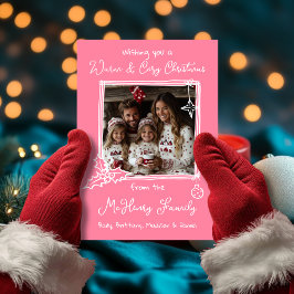 Tarjeta de Navidades fotográficos con dibujos a ma