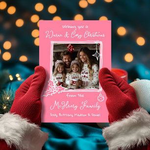 Tarjeta de Navidades fotográficos con dibujos a ma