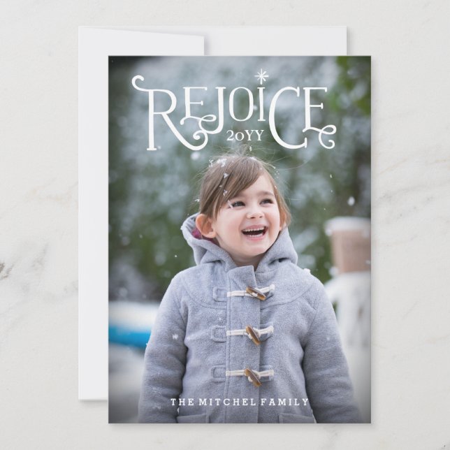 Tarjeta de Navidades fotográficos con estilo escri (Anverso)