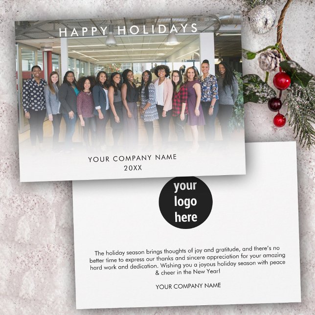 Tarjeta de Navidades fotográficos con logotipo cor (Corporate Business Logo Photo Christmas Card)