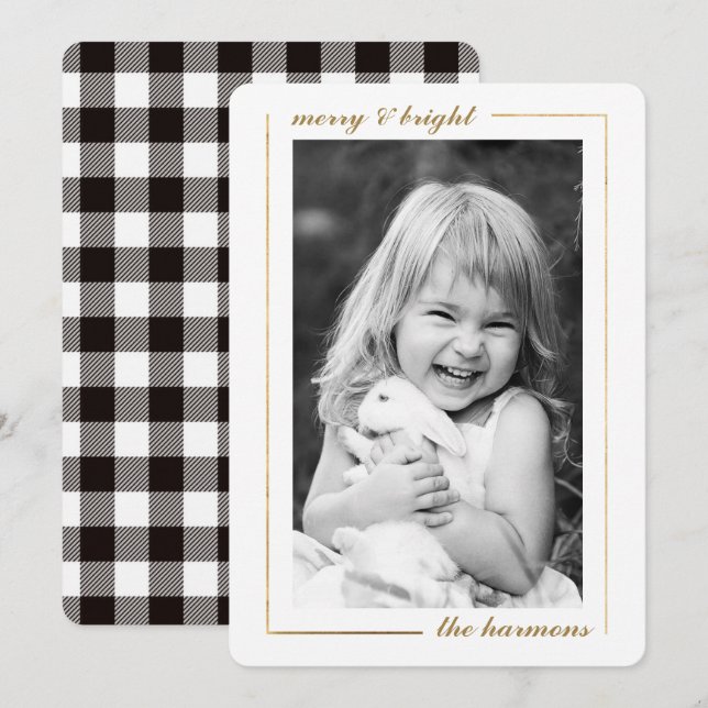 Tarjeta de Navidades fotográficos con marco Minima (Anverso / Reverso)