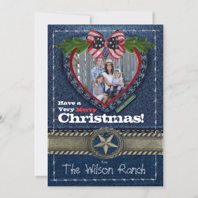 Tarjeta de Navidades fotográficos Cowboy en impres (Anverso)
