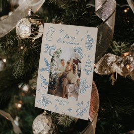 Tarjeta de Navidades fotográficos de arco dibujado