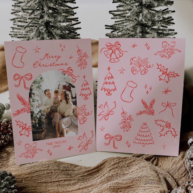 Tarjeta de Navidades fotográficos de arco dibujado (Subido por el creador)