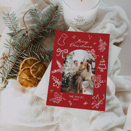 Tarjeta de Navidades fotográficos de arco dibujado