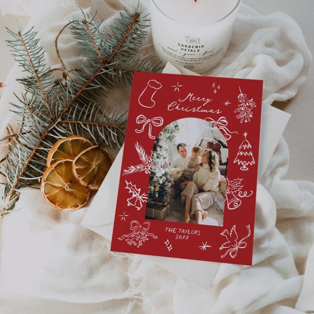 Tarjeta de Navidades fotográficos de arco dibujado (Subido por el creador)
