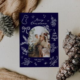 Tarjeta de Navidades fotográficos de arco dibujado
