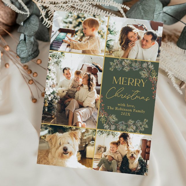 Tarjeta de Navidades fotográficos de Boho Green Go (Subido por el creador)