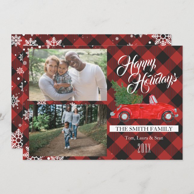 Tarjeta de Navidades fotográficos de búfalo de árb (Anverso / Reverso)