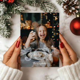 Tarjeta de Navidades fotográficos de caligrafía de