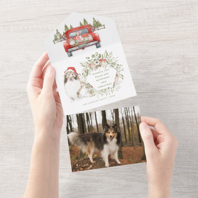 Tarjeta de Navidades fotográficos de camionetas ro (desgarro)