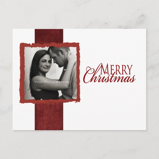 Tarjeta de Navidades fotográficos de cinta roja y  (Anverso)