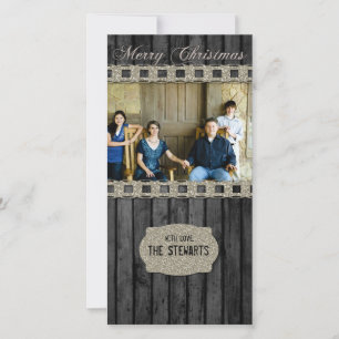 Tarjeta de Navidades fotográficos de color plata d