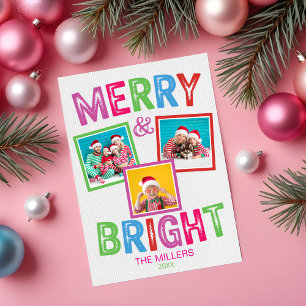 Tarjeta de Navidades fotográficos de colores vivos
