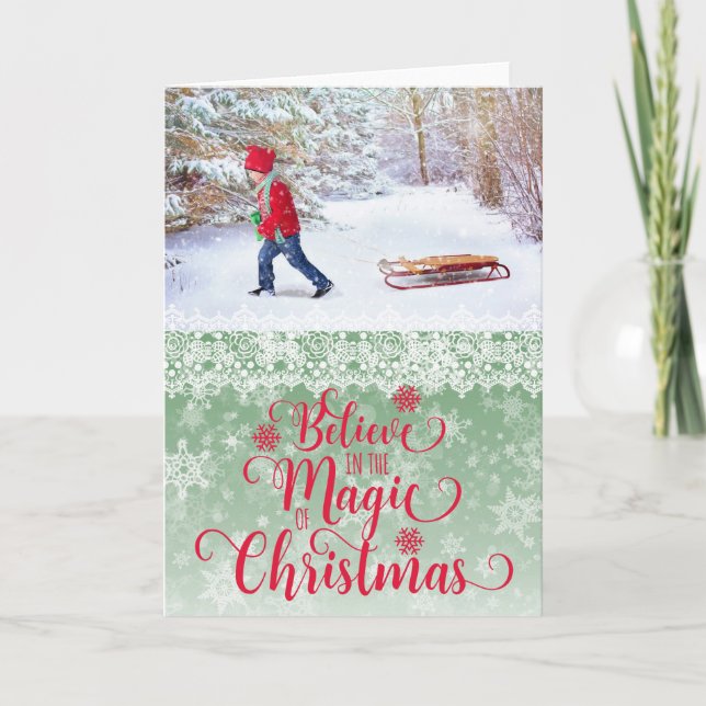 Tarjeta de Navidades fotográficos de copas de niev (Anverso)