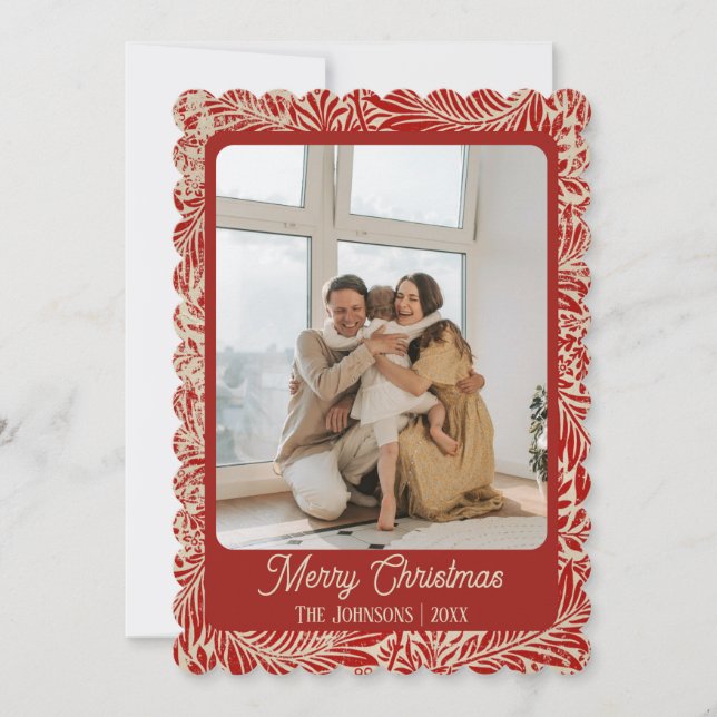 Tarjeta de Navidades fotográficos de época roja (Anverso)