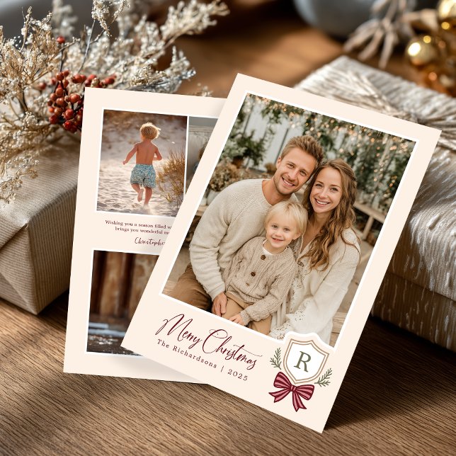 Tarjeta de Navidades fotográficos de Escudo de mon (Front and Back)