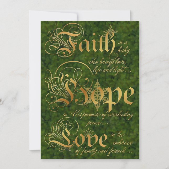Tarjeta de Navidades fotográficos de Faith, Hope,  (Anverso)
