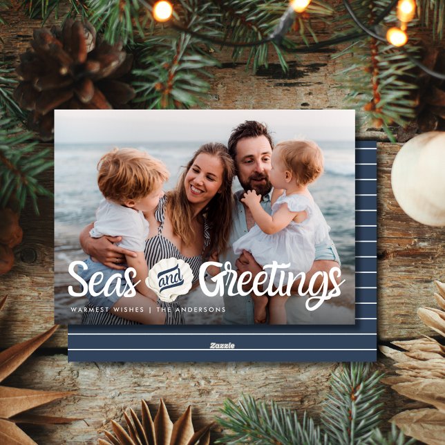 Tarjeta de Navidades fotográficos de familia Seas  (Seas & Greetings Family Photo Christmas Card)