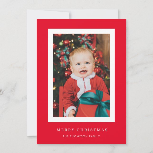 Tarjeta de Navidades fotográficos de fondo rojo cl (Anverso)