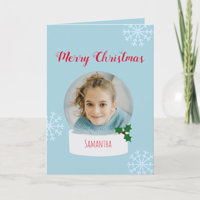 Tarjeta de Navidades fotográficos de Globe de niev (Anverso)