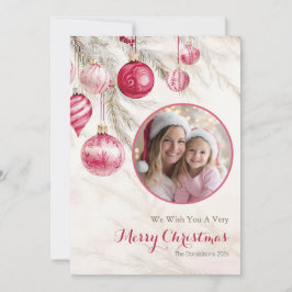 Tarjeta de Navidades fotográficos de ornamentos bl