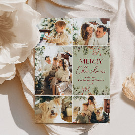 Tarjeta de Navidades fotográficos de Pastel Verde 