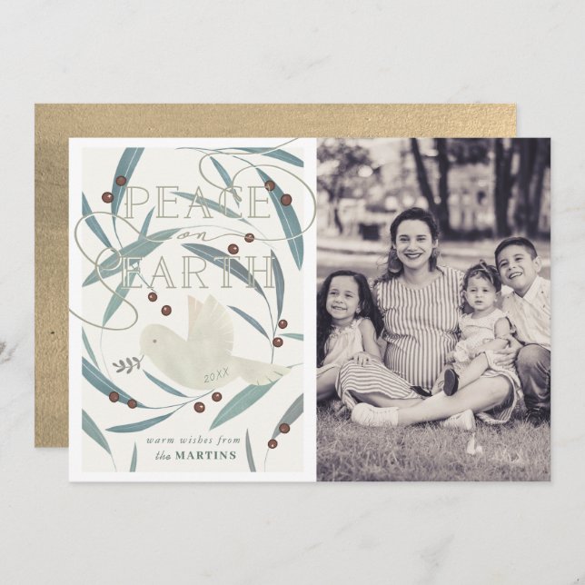 Tarjeta de Navidades fotográficos de Peace on Eart (Anverso / Reverso)