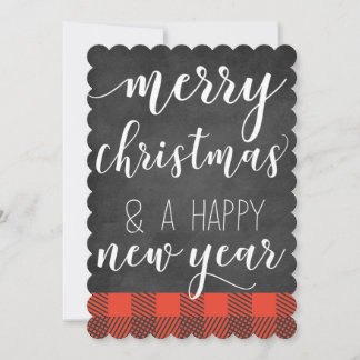 Tarjeta de Navidades fotográficos de Plaid Rojo de