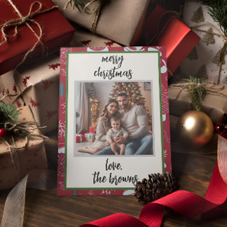Tarjeta de Navidades fotográficos de Retro Rojo Sa