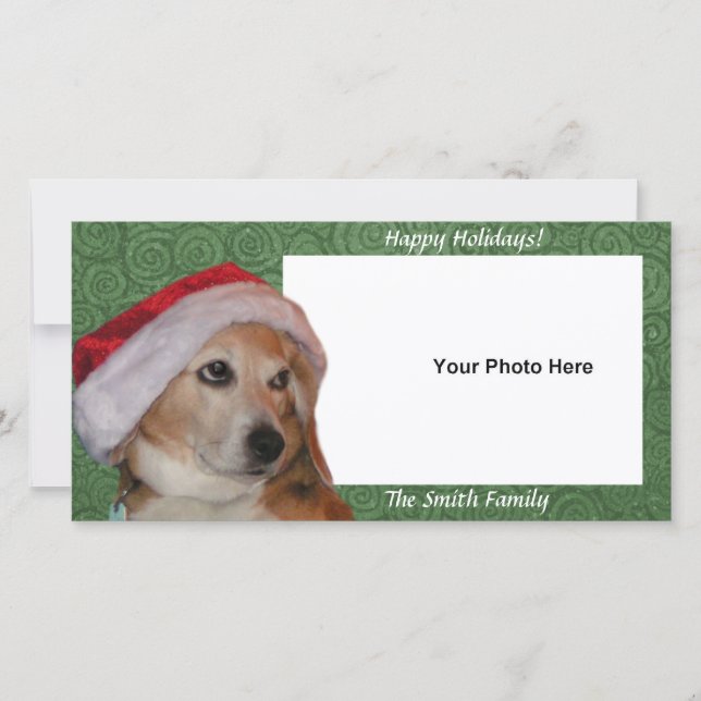 Tarjeta de Navidades fotográficos de Santa Beagle (Anverso)