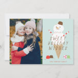 Tarjeta de Navidades fotográficos de Snowcone<br><div class="desc">Esta adorable tarjeta ilustrada presenta un verdadero cono de nieve junto con dulces.</div>