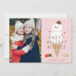 Tarjeta de Navidades fotográficos de Snowcone - Ro<br><div class="desc">Esta adorable tarjeta ilustrada presenta un verdadero cono de nieve junto con dulces.</div>