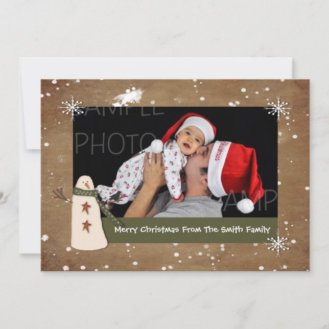 Tarjeta de Navidades fotográficos de Snowman (Anverso)