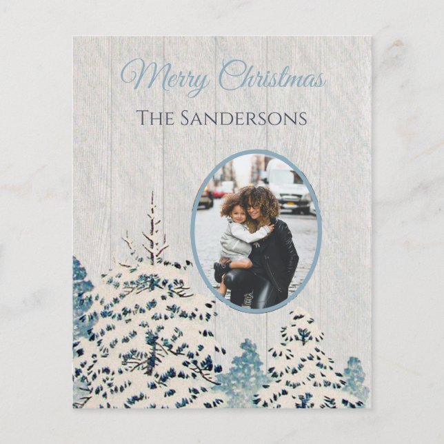Tarjeta de Navidades fotográficos de Snowy Woods,  (Anverso)