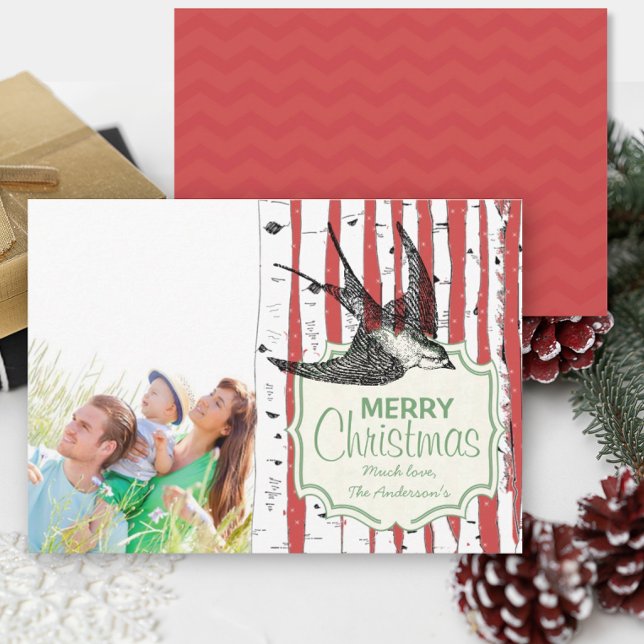 Tarjeta de Navidades fotográficos del árbol de ave (Subido por el creador)