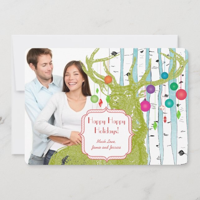 Tarjeta de Navidades fotográficos del árbol de ren (Anverso)