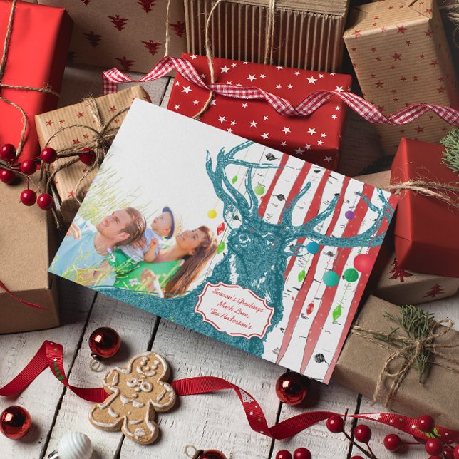 Tarjeta de Navidades fotográficos del árbol de ren (Subido por el creador)