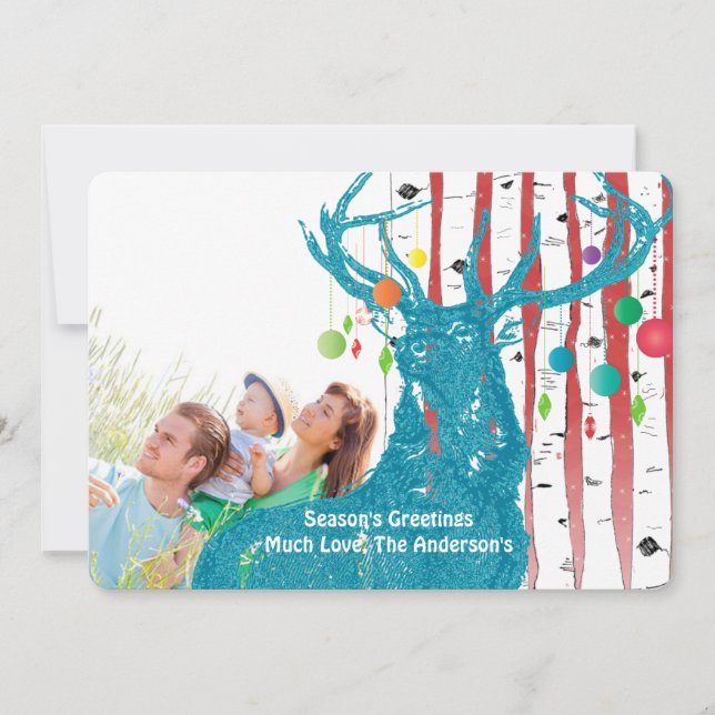 Tarjeta de Navidades fotográficos del árbol de ren (Anverso)