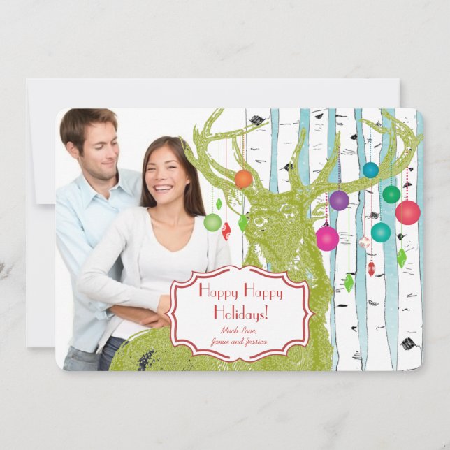 Tarjeta de Navidades fotográficos del árbol de ren (Anverso)