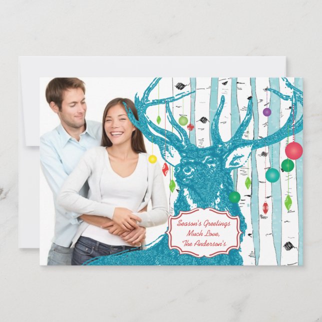 Tarjeta de Navidades fotográficos del árbol de ren (Anverso)