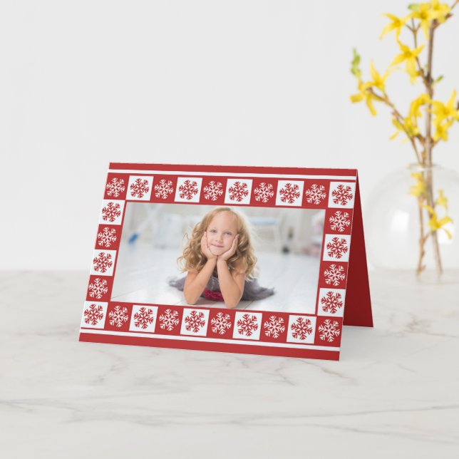 Tarjeta de Navidades fotográficos del patrón Snowf (flor amarilla)