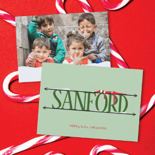 Tarjeta de Navidades fotográficos Elf Shenanigans