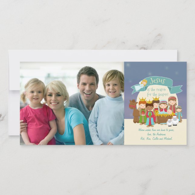 Tarjeta de Navidades fotográficos - Escena de la n (Anverso)