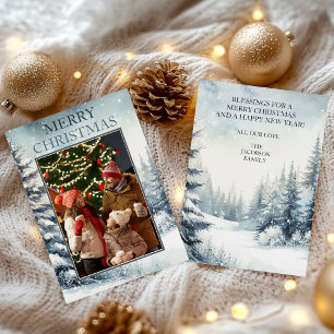 Tarjeta de Navidades fotográficos Evergreen